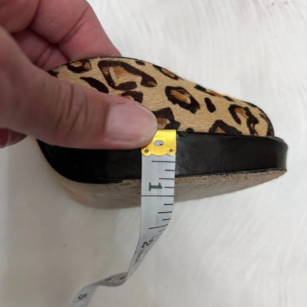 Bebe Leopard Animal Print Platform Ankle Strap Peep Toe Heels  - Sz 9